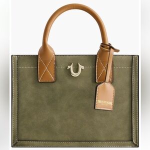 True Religion Modern Edge Suede Horseshoe Tote Bag NWOT